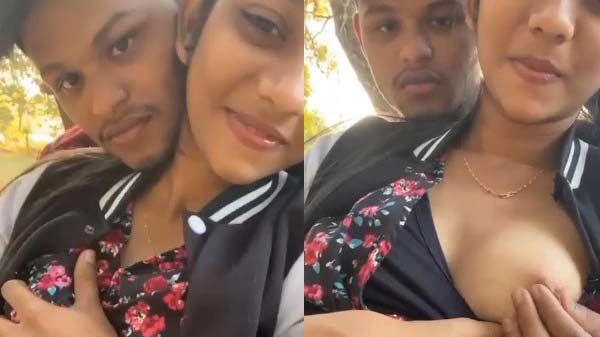 Park me Collage Couple Bf apni GF ke boobs dabate huye mms
