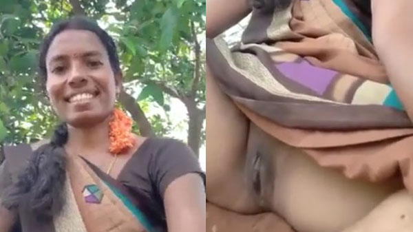Village bhabhi showing her pussy and nude boobs in outdoor