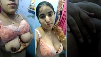 Big boob lady records her nude bath video mms